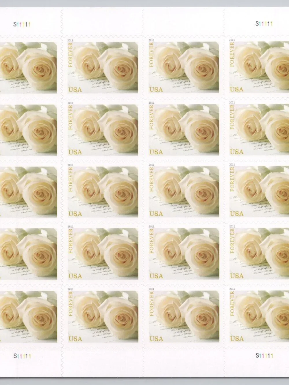 100 White Wedding Roses 2011 Forever Stamps For Invitations USPS‎